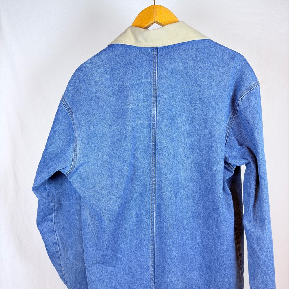Vtg Casey Coleman Lighthouse Embroidered Denim Chore Field Barn Jacket M/L - Picture 10 of 12
